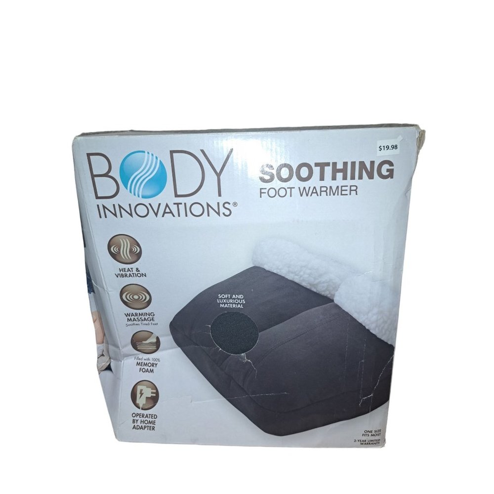 Body Innovations Soothing Foot Warmer Massager, Fleece Lined, Heat & Vibration